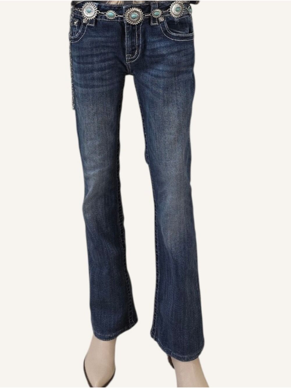 Miss Me Western Glam Bootcut Jeans 30 Y2K Cowgirl Bling Denim - Picture 5 of 11